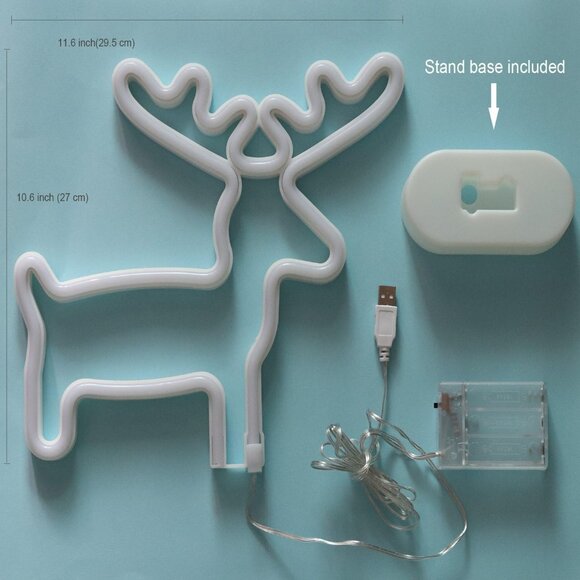 2 Packs Reindeer Tree Green Neon Wall Décor Lights USB and Battery Powered - Picture 8 of 8